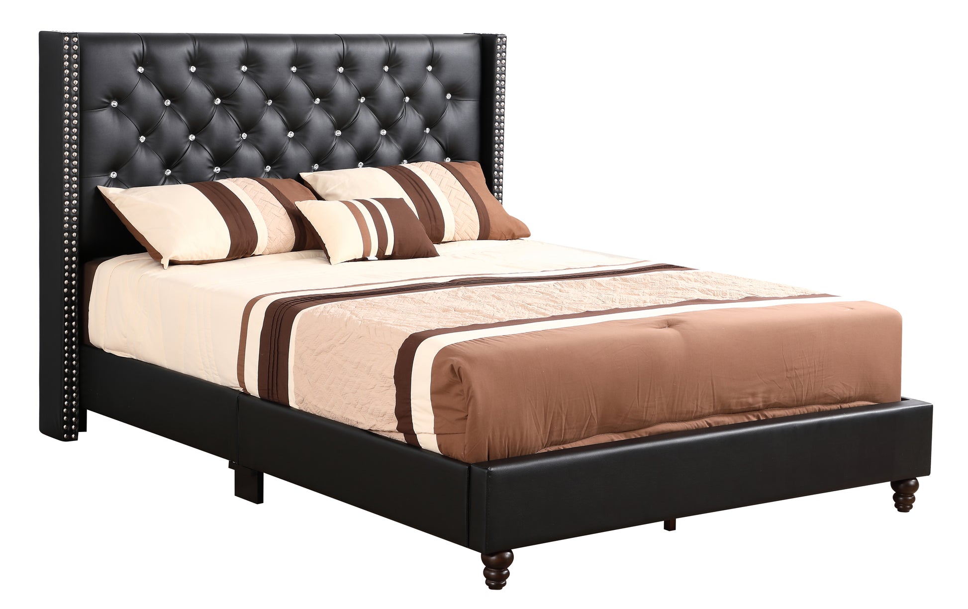 Julie G1919 Fb Up Full Upholstered Bedblack Black Foam Pu