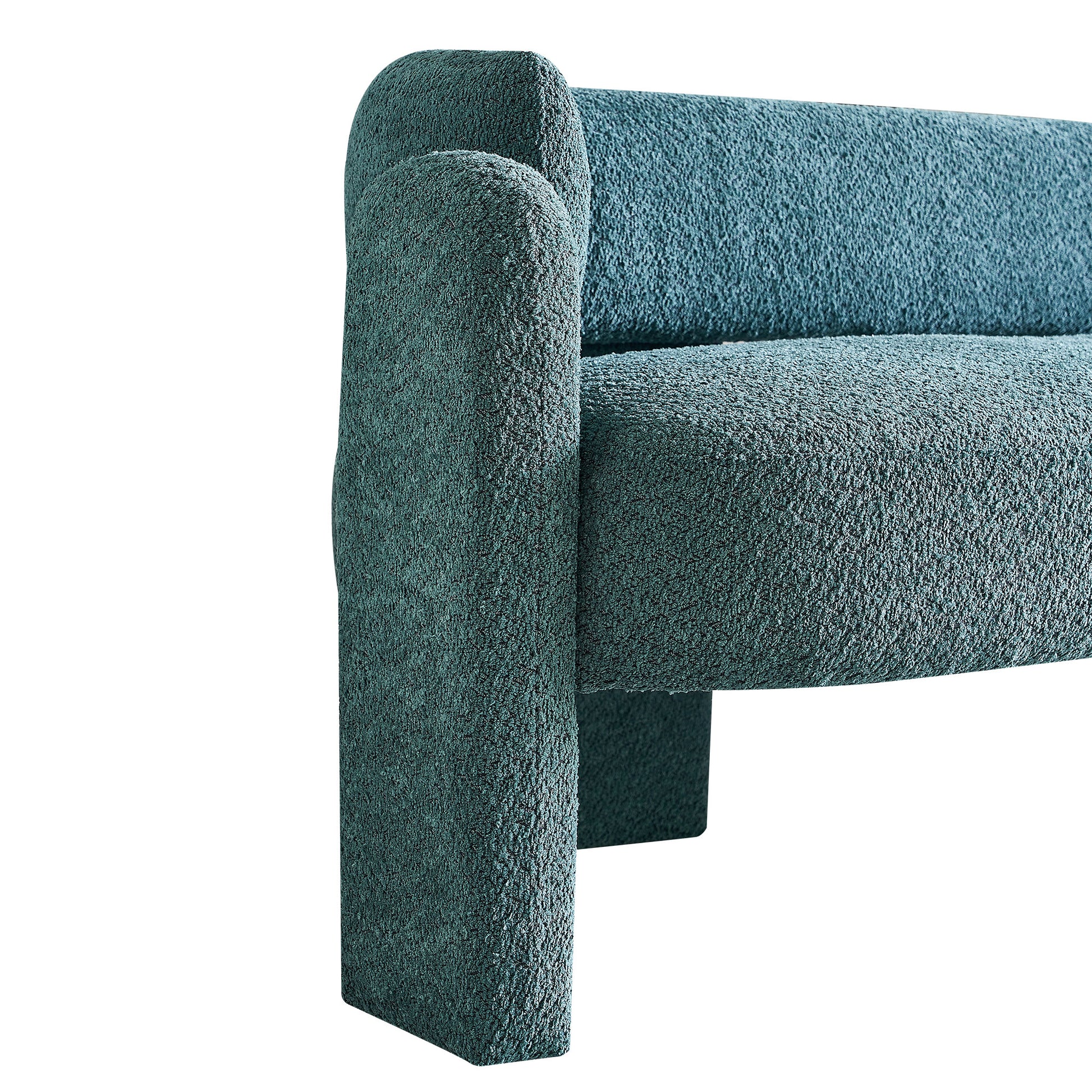 75.59" Wide Boucle Upholstery Modern Sofa For Living Room Green Green Polyester Wood Primary Living Space Tight Back Modern Rolled Arms Foam Boucle 1 Seat