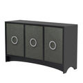 Curved Design Storage Cabinet With Three Doors And Adjustable Shelves, Suitable For Corridors, Entrances, Living Rooms, And Study 1 2 Shelves Black Mdf