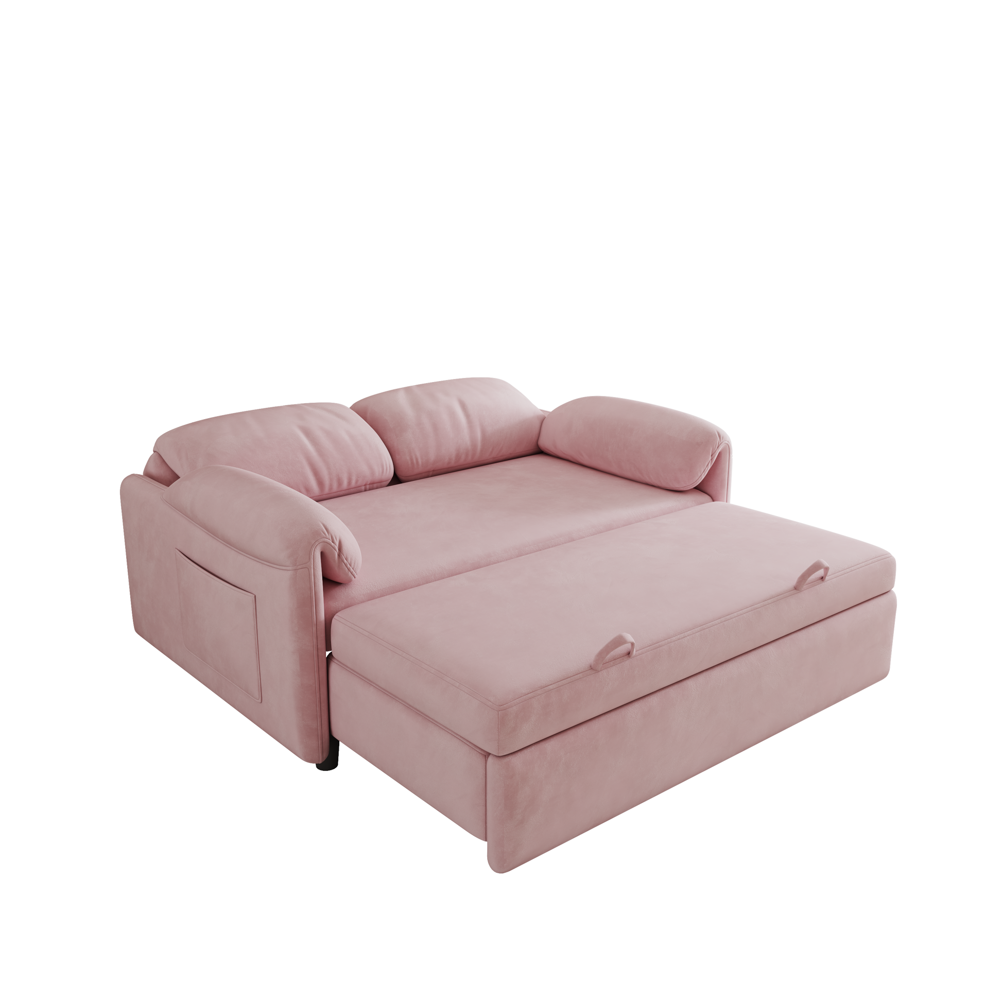 54 Inch Velvet Pink Sofa Sofa Bed Multi Purpose Living Room Retractable Bed Pink Velvet