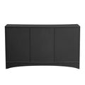 Curved Design Storage Cabinet With Three Doors And Adjustable Shelves, Suitable For Corridors, Entrances, Living Rooms, And Study 1 2 Shelves Black Mdf