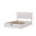 Queen Size Upholstered Platform Bed With A Hydraulic Storage System White White Upholstered