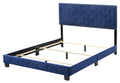Elegant Transitional Navy Blue King Bed Navy Blue Foam Velvet