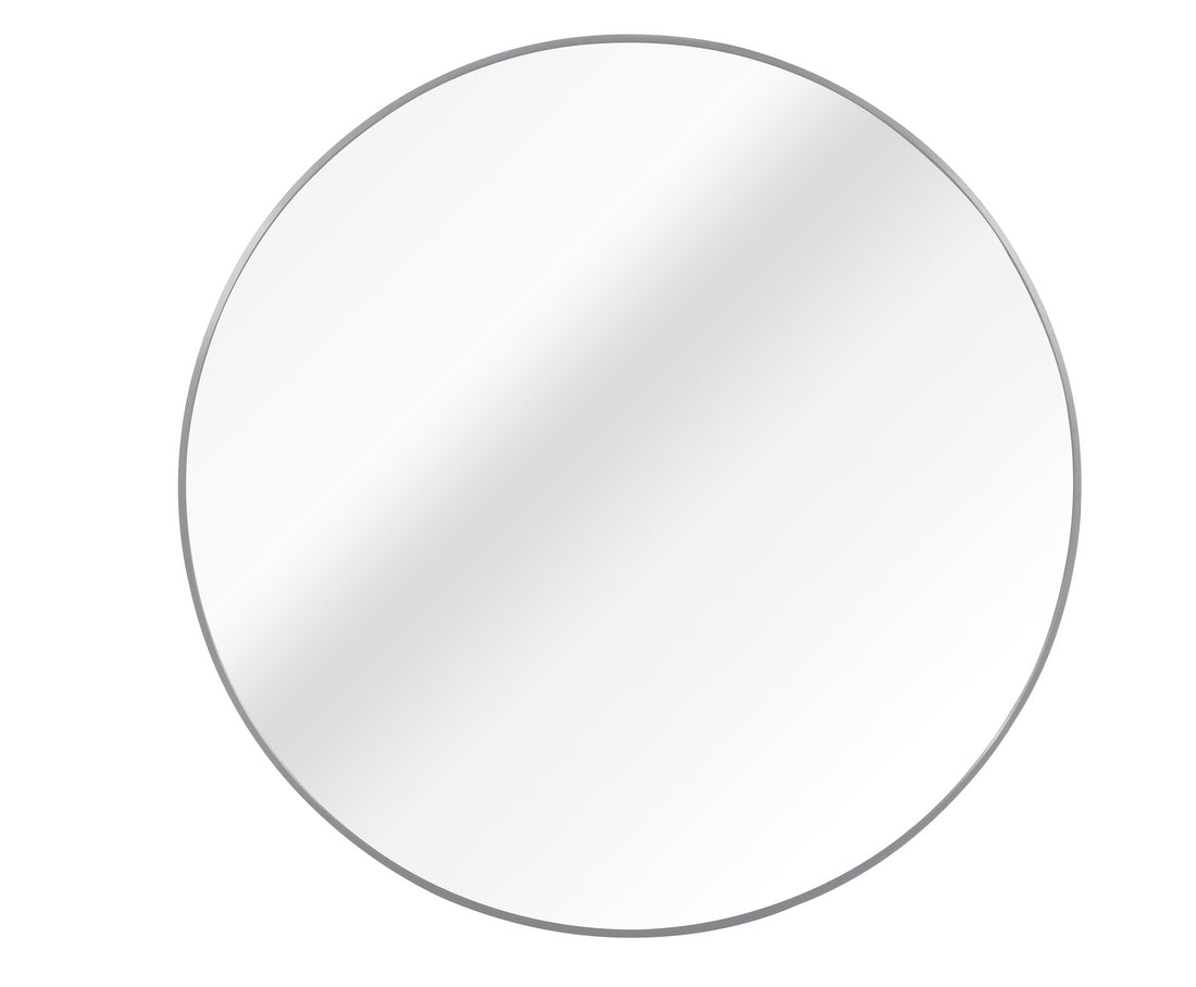 Silver 42 Inch Metal Round Bathroom Mirror -