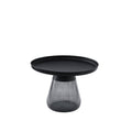 Smoke Glass Base With Black Painting Top Coffee Table, Living Room Center Table Smoke Glass