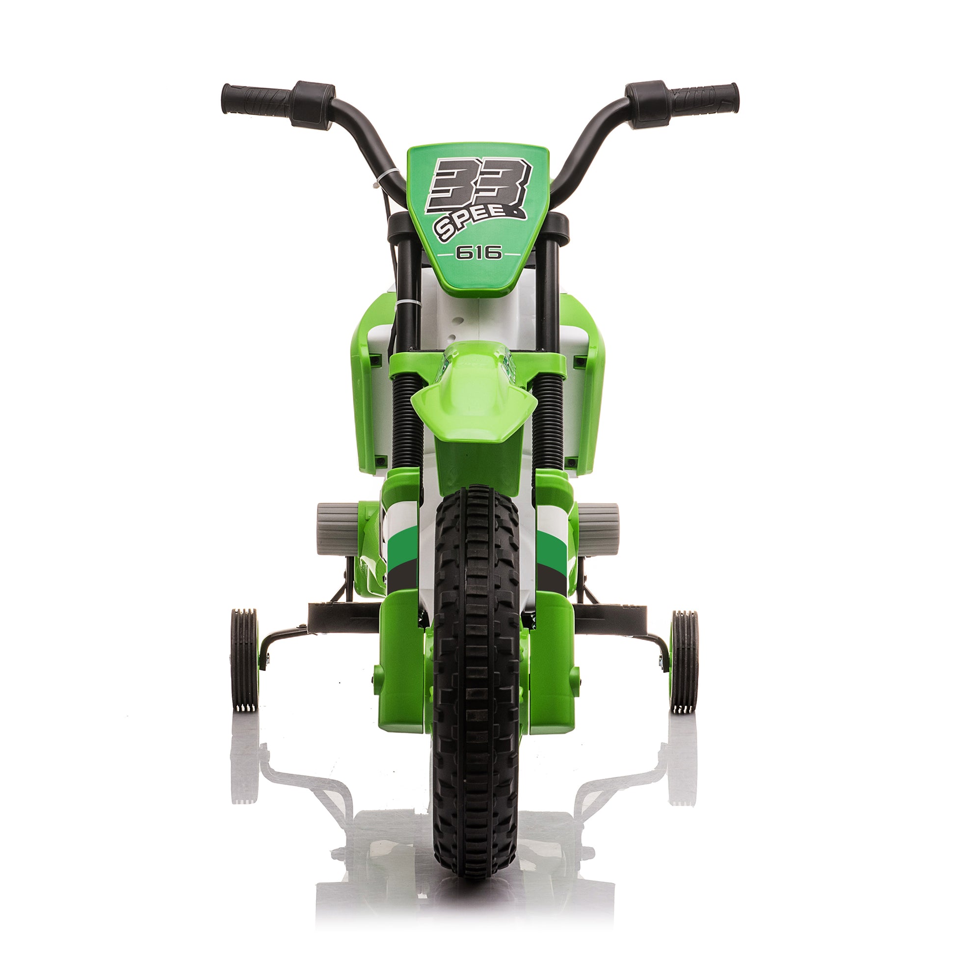 12V Kids Ride On Toy Motorcycle, Electric Motor Toy Bike With Training Wheels For Kids 3 6, Green Green Polypropylene