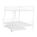Full Xl Over Queen Metal Bunk Bed With Trundle, White Full Xl White Iron