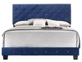 Elegant Transitional Navy Blue King Bed Navy Blue Foam Velvet
