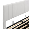 Queen Size Upholstered Platform Bed With A Hydraulic Storage System White White Upholstered