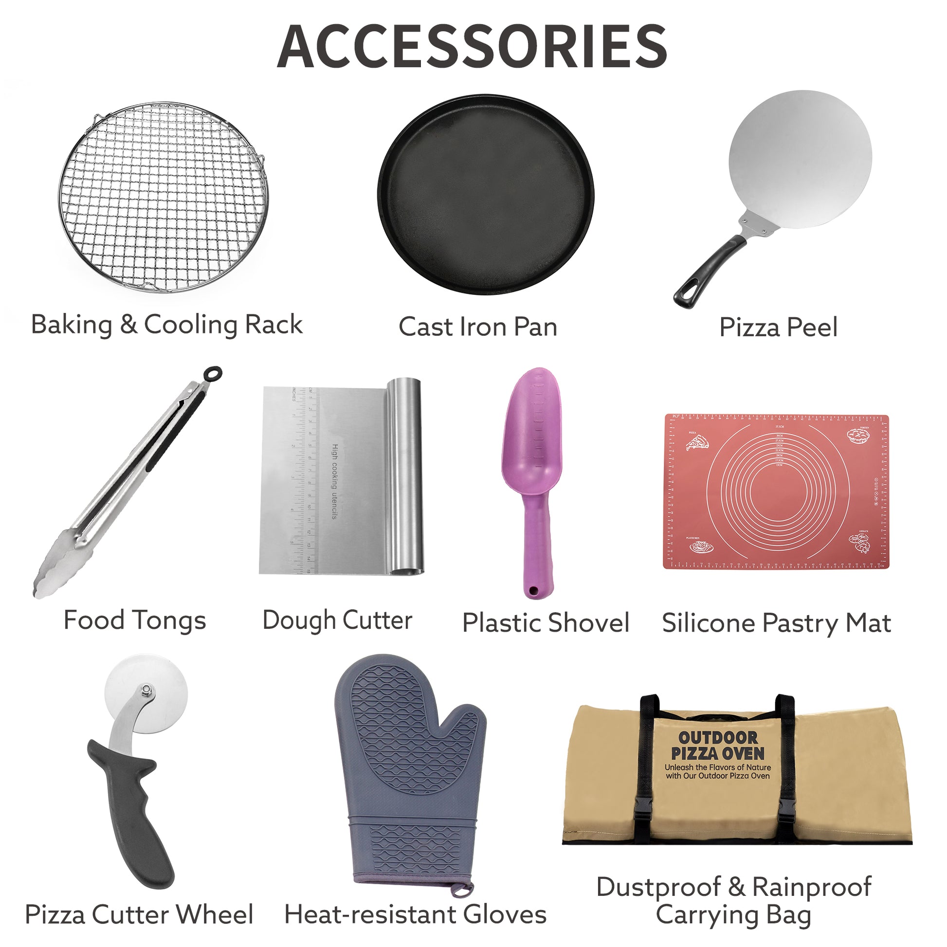 Stainless Steel Pizza Oven Outdoor 12" Automatic Rotatable Pizza Ovens,Portable Wood Fired Pizza Oven Pizza Maker With Timer, Built In Thermometer,Pizza Cutter & Carry Bag Silver Garden & Outdoor American Design Stainless Steel Stainless Steel