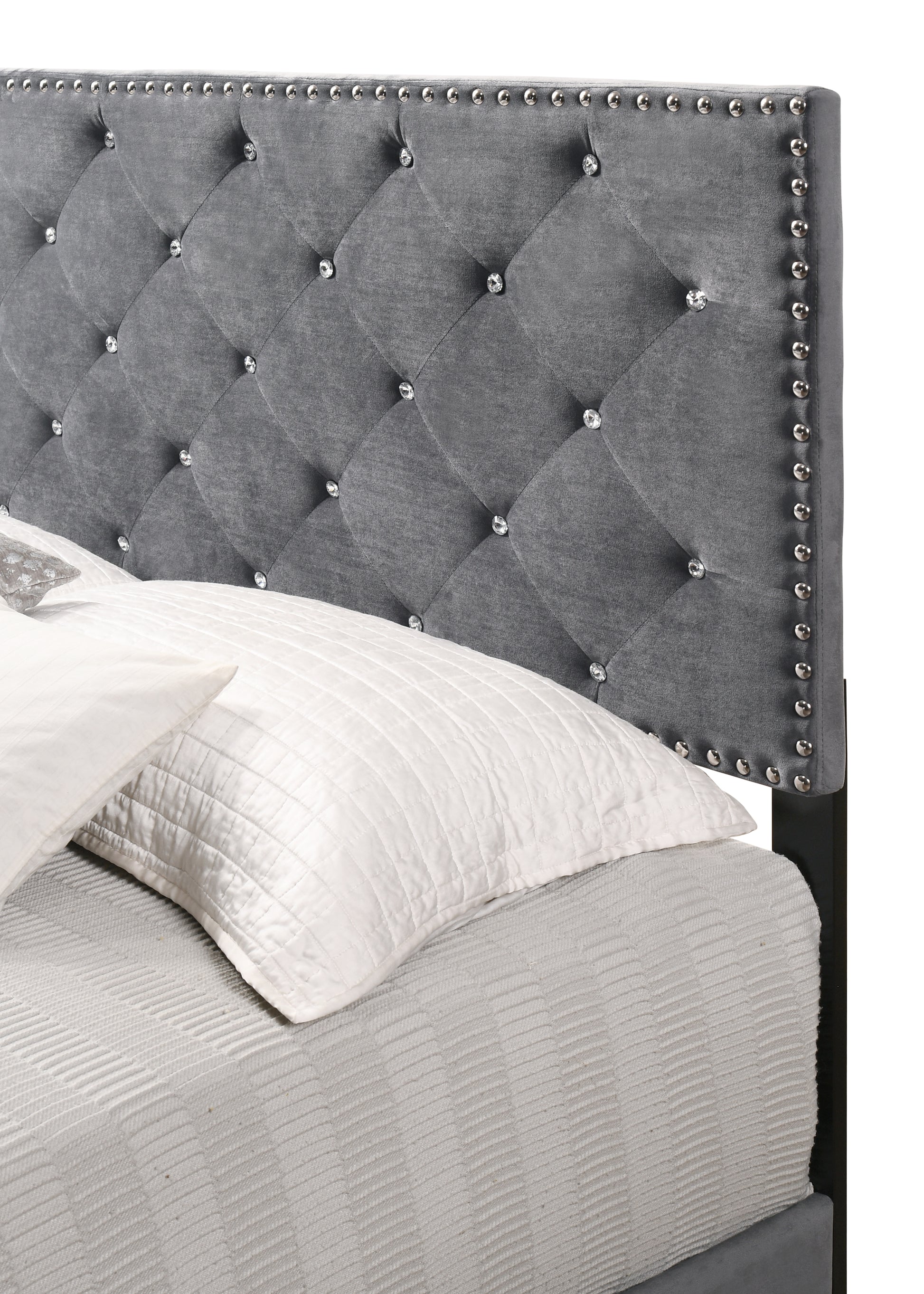 Sophisticated Gray Queen Bed With Style Gray Foam Velvet