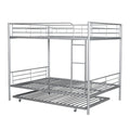 Full Over Full Metal Bunk Bed With Trundle, Silver Silver Iron