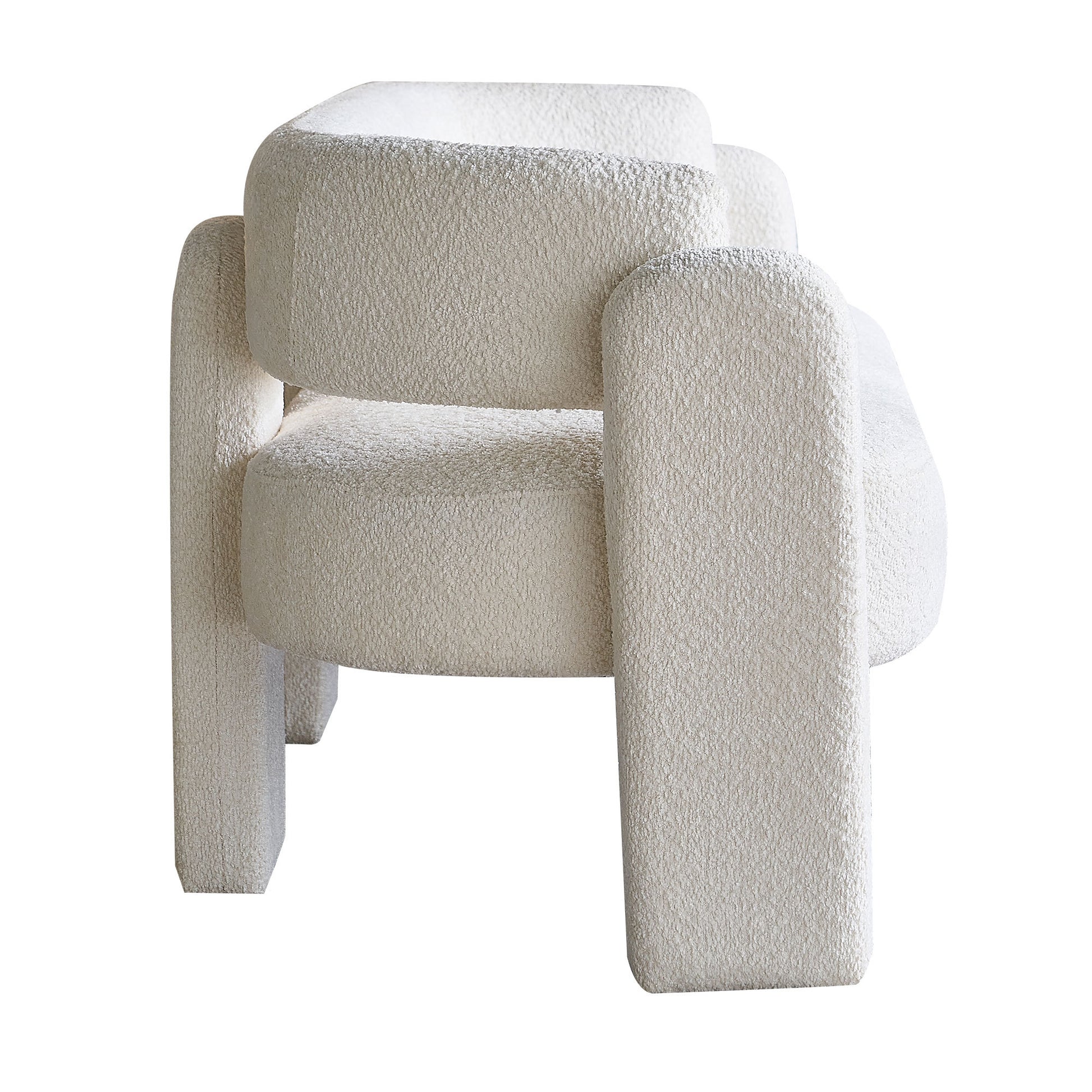 75.59" Wide Boucle Upholstery Modern Sofa For Living Room Beige Beige Polyester Wood Primary Living Space Tight Back Modern Rolled Arms Foam Boucle 1 Seat