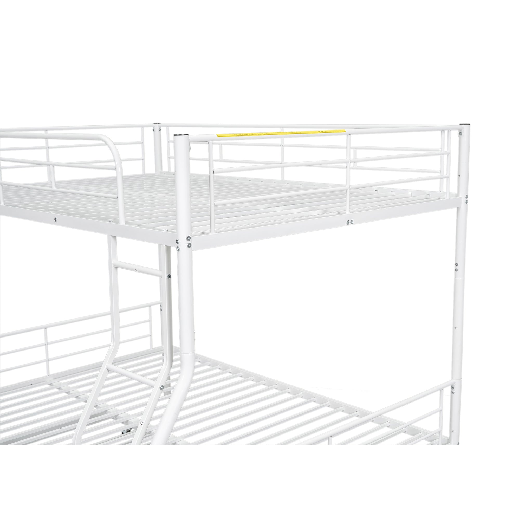 Full Xl Over Queen Metal Bunk Bed With Trundle, White Full Xl White Iron