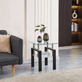 2 Piece Clear Tempered Glass Small Table, End Table For Living Room, Sofa Table Transparent Tempered Glass