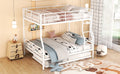 Full Xl Over Queen Metal Bunk Bed With Trundle, White Full Xl White Iron