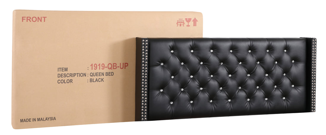 Julie G1919 Qb Up Queen Upholstered Bedblack Black Foam Pu
