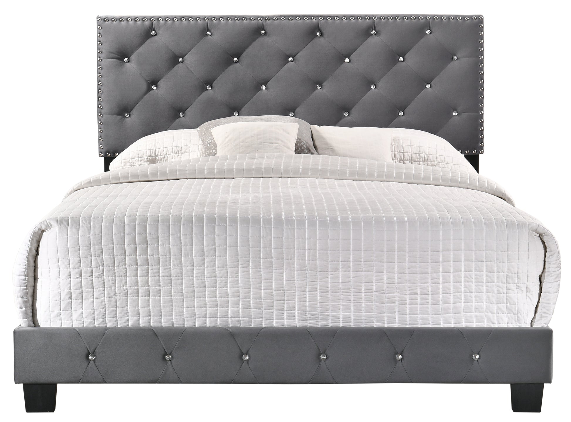 Sophisticated Gray Queen Bed With Style Gray Foam Velvet