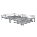 Full Over Full Metal Bunk Bed With Trundle, Silver Silver Iron