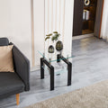 2 Piece Clear Tempered Glass Small Table, End Table For Living Room, Sofa Table Transparent Tempered Glass