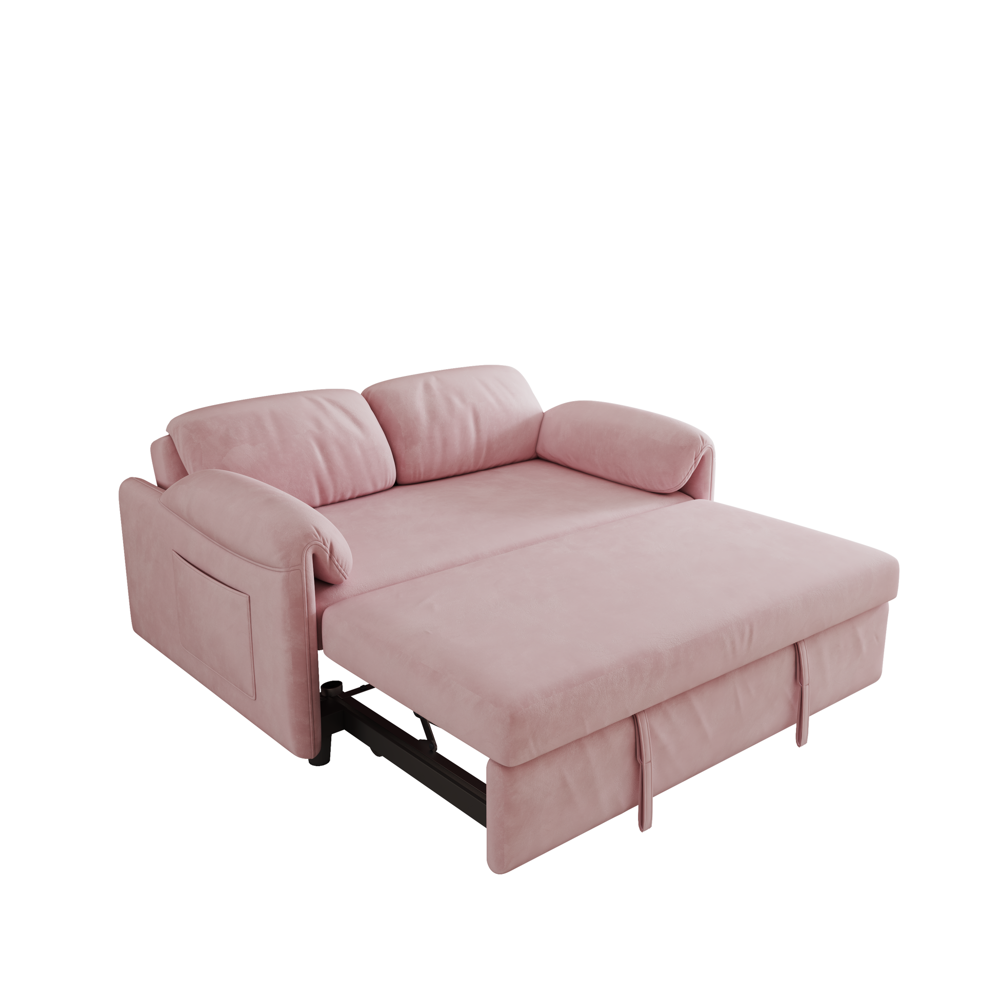 54 Inch Velvet Pink Sofa Sofa Bed Multi Purpose Living Room Retractable Bed Pink Velvet