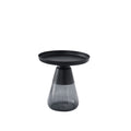 Smoke Glass Base With Black Painting Top Side Table, Living Room Sofa Table Smoke Glass