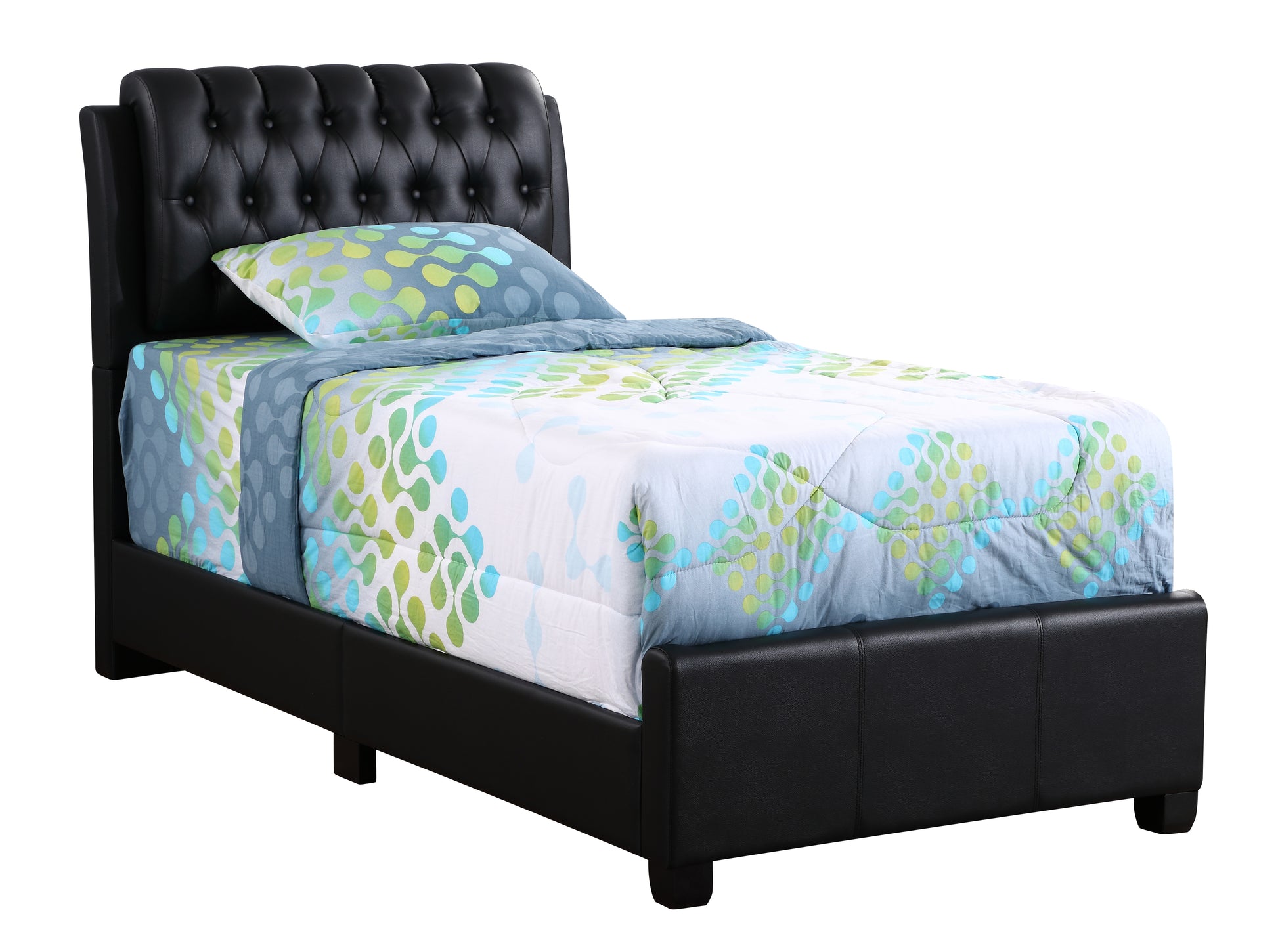 Stylish Contemporary Twin Bed In Bold Black Black Foam Pu