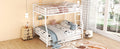 Full Xl Over Queen Metal Bunk Bed With Trundle, White Full Xl White Iron