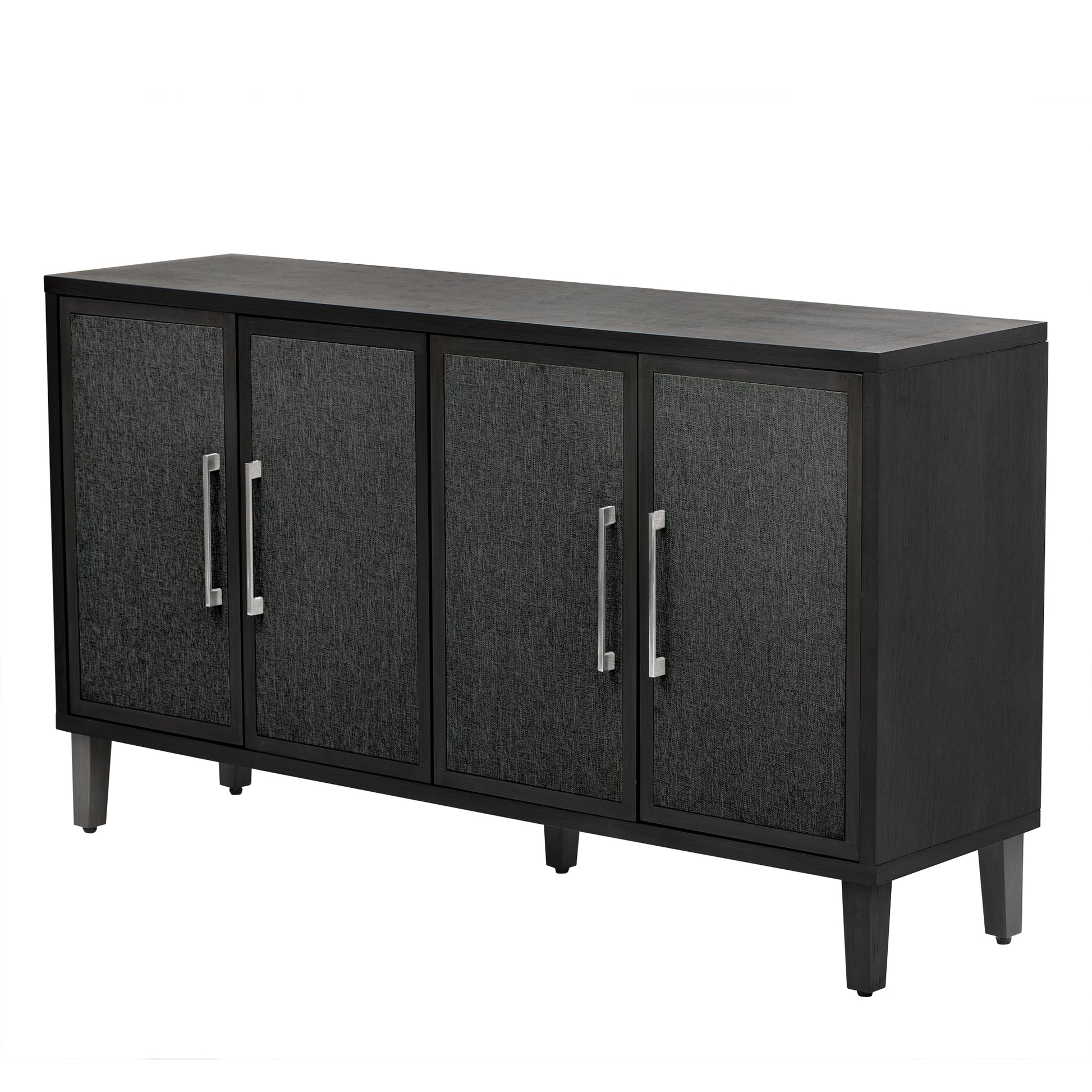 Light Luxury Style Cabinet With Four Linen Cabinet Doors,Suitable For Living Room,Study Room,Entrance 1 2 Shelves Black Mdf