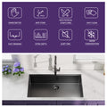 32 Inch Undermount Gunmetal Black Workstation Kitchen Sink 18 Gauge Stainless Steel Gunmetal Black Stainless Steel