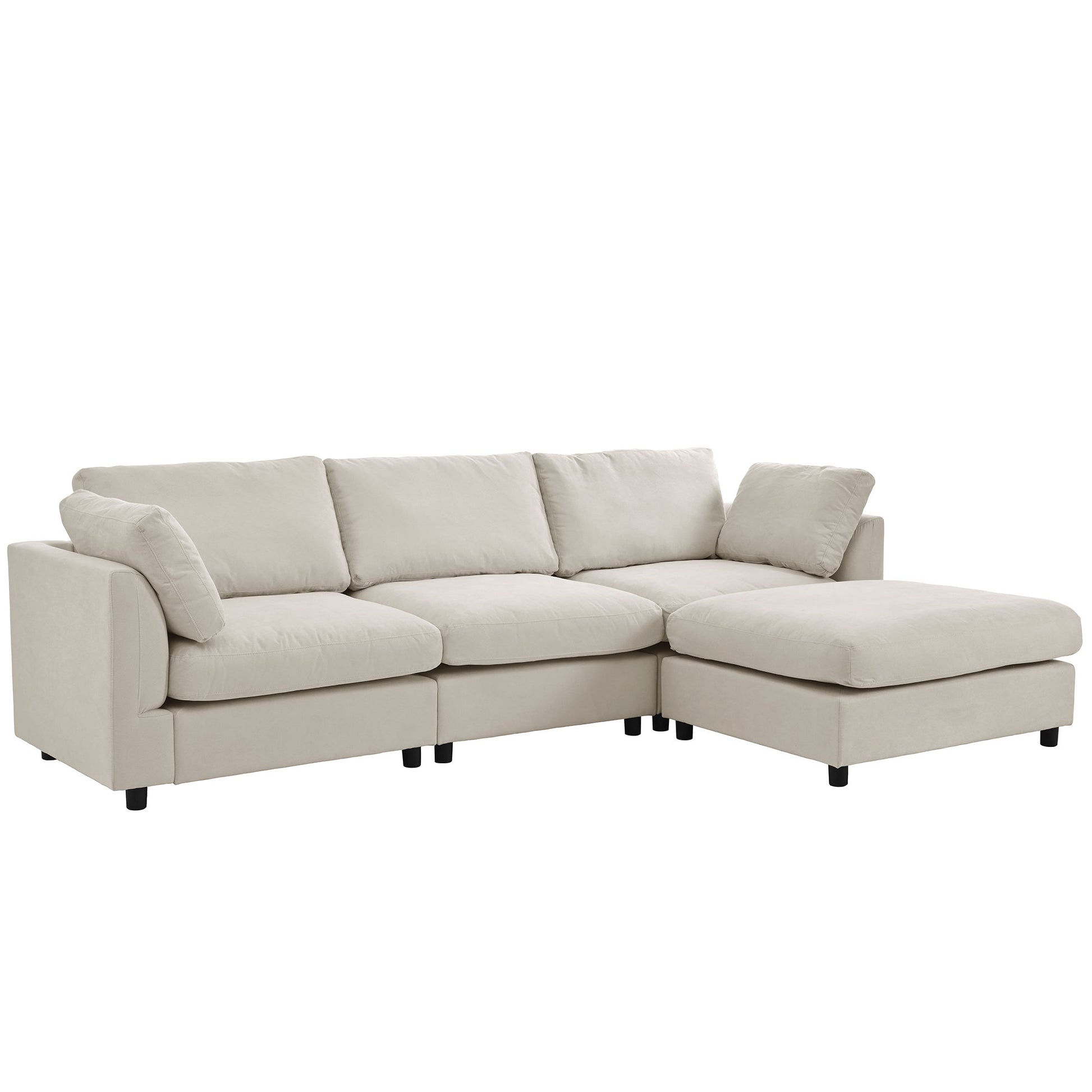 Upholstery Convertible Sectional Sofa, L Shaped Couch With Reversible Chaise Beige Polyester