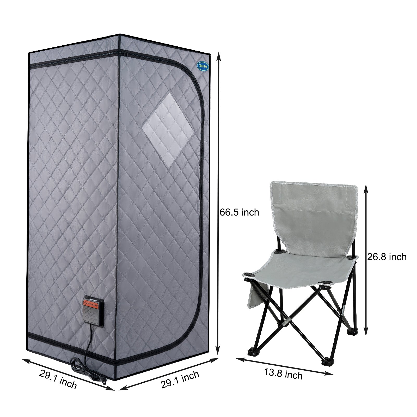 Portable Full Size Grey Infrared Sauna Tent Personal Home Spa, With Infrared Panels, Heating Foot Pad, Controller, Foldable Chair ,Reading Light. Easy To Install. Fast Heating, With Fcc Certification Cement Grey Polyester Polyester