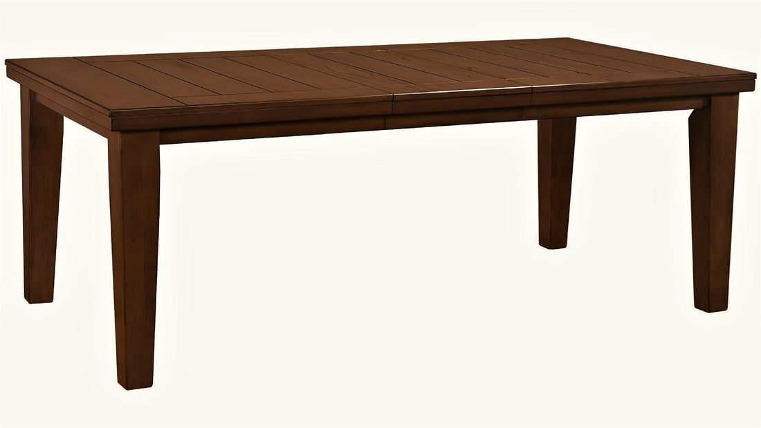 1Pc Contemporary Style Dining Rectangular Table With18" Leaf Tapered Block Feet Brown Wood Finish Dining Room Solid Wood Wooden Furniture Brown Dining Room Contemporary Rectangular Wood