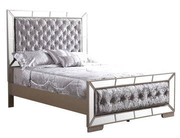 Stylish Contemporary Silver Champagne Bed Queen Champagne Solid Wood Mdf