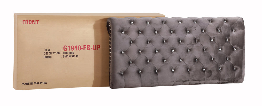 Maxx G1940 Fb Up Tufted Upholstered Bedgray Gray Foam Velvet