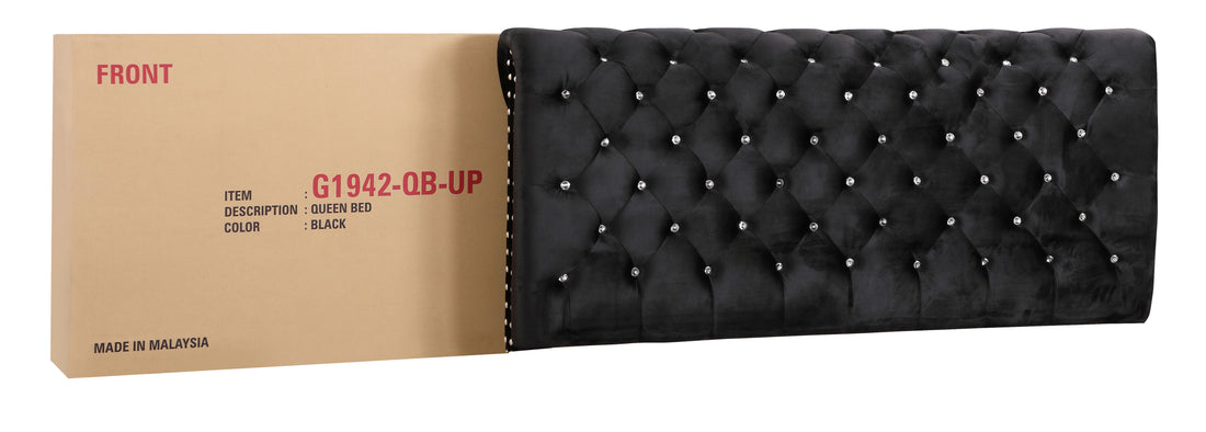 Maxx G1942 Kb Up Tufted Upholstered Bedblack Black Foam Velvet