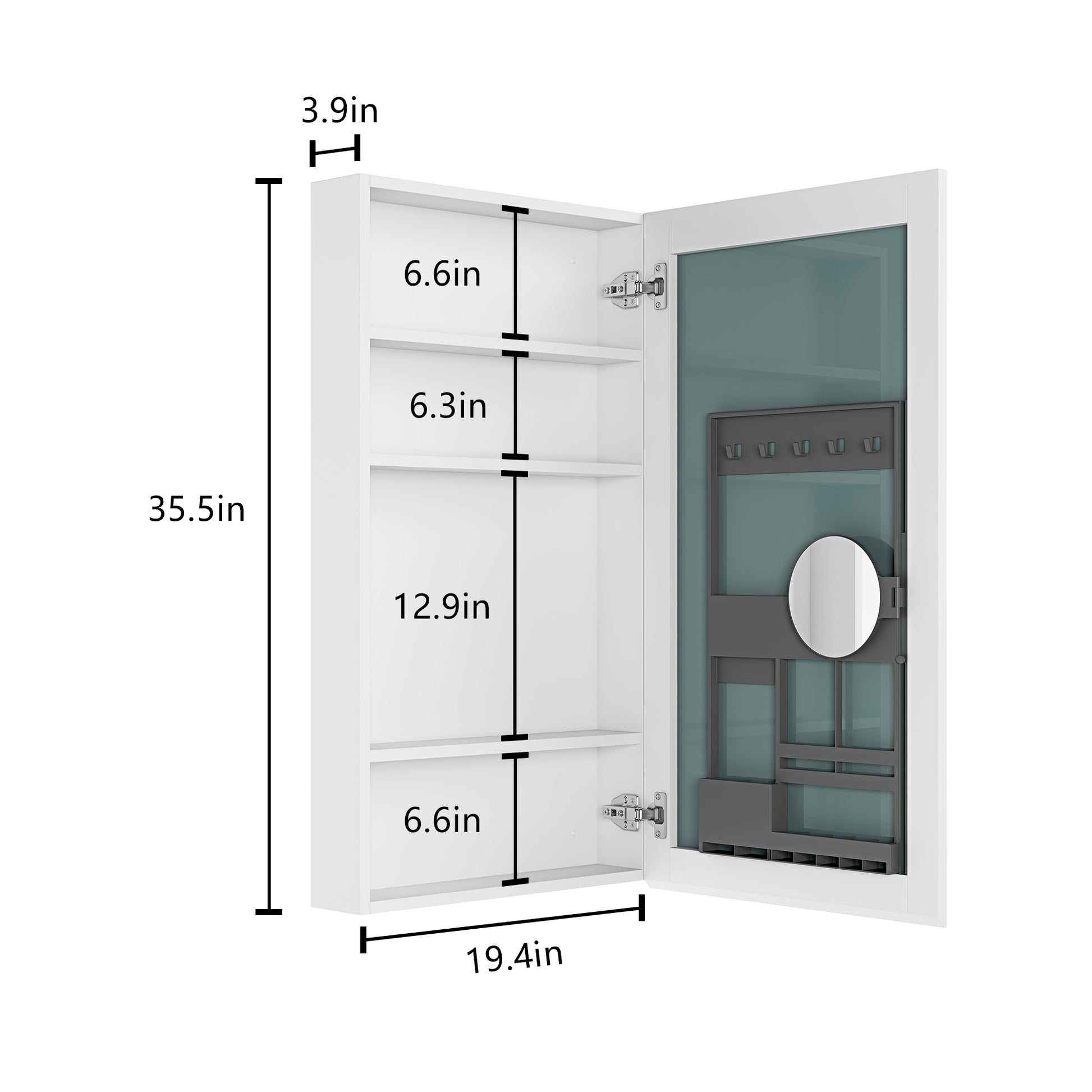 20" W x 36" H Single Door Bathroom Medicine Cabinet white-engineered wood