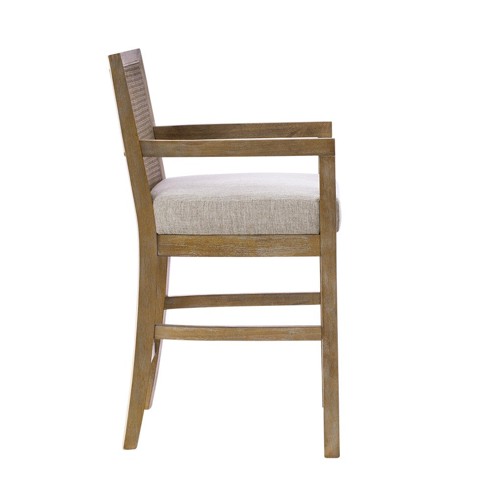 Cane Back Counter Stool Cream Reclaimed Natural Polyester