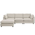 Upholstery Convertible Sectional Sofa, L Shaped Couch With Reversible Chaise Beige Polyester