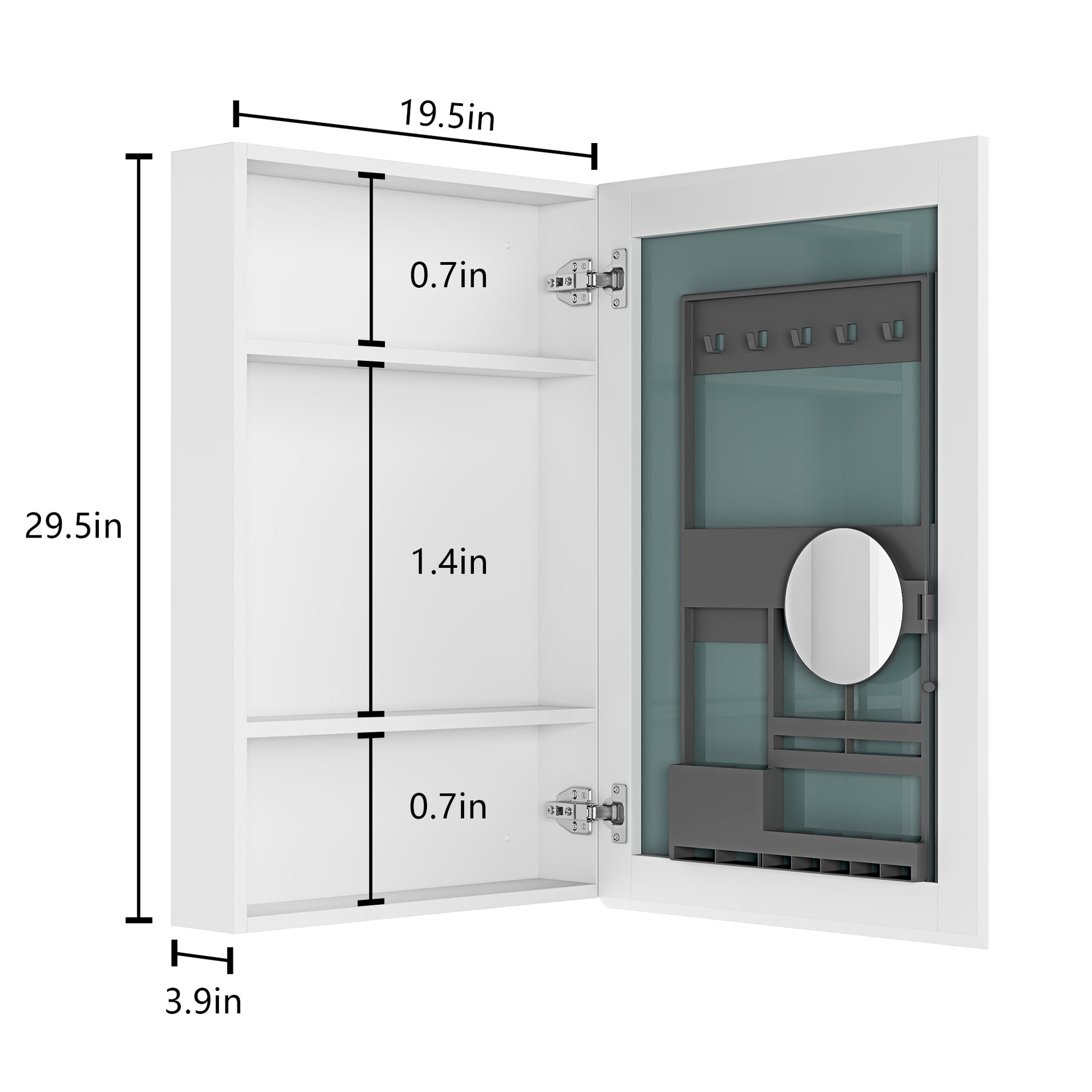 20" W x 30" H Single Door Bathroom Medicine Cabinet white-engineered wood