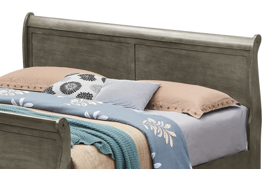 Traditional Gray King Bed For Elegant Bedrooms Gray Particle Board