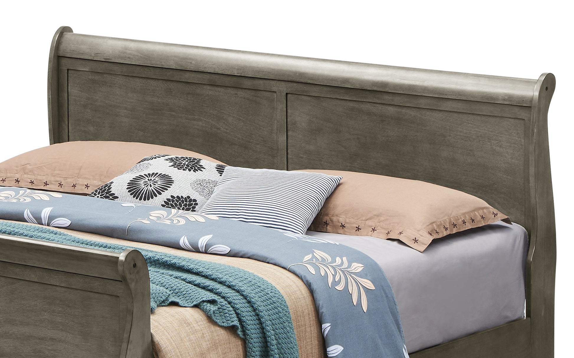 Traditional Gray King Bed For Elegant Bedrooms Gray Particle Board