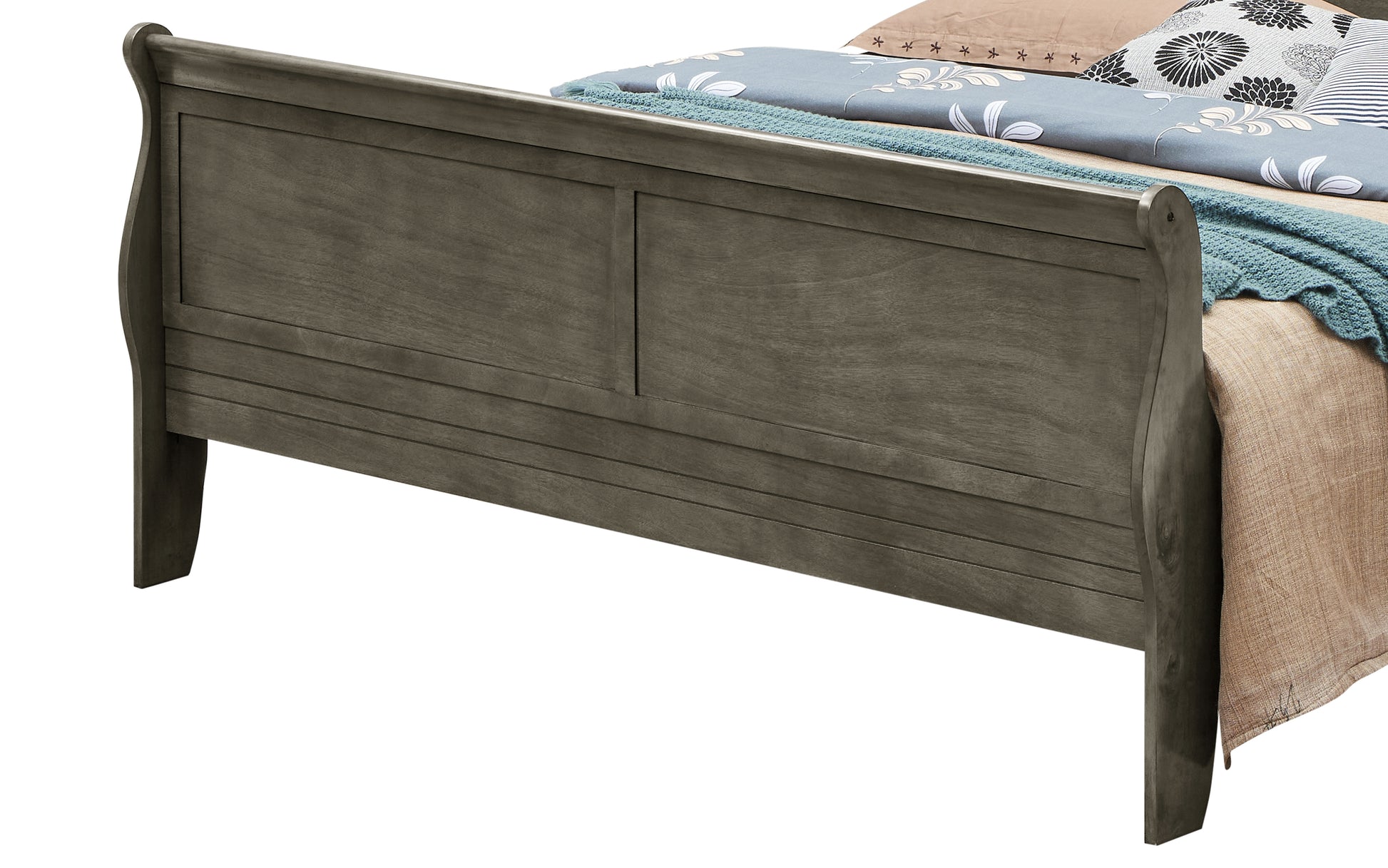Traditional Gray King Bed For Elegant Bedrooms Gray Particle Board