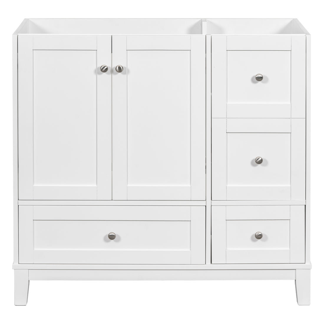 Cabinet Only 36" Bathroom Vanity, White Sink Not Included White Solid Wood Mdf Resin