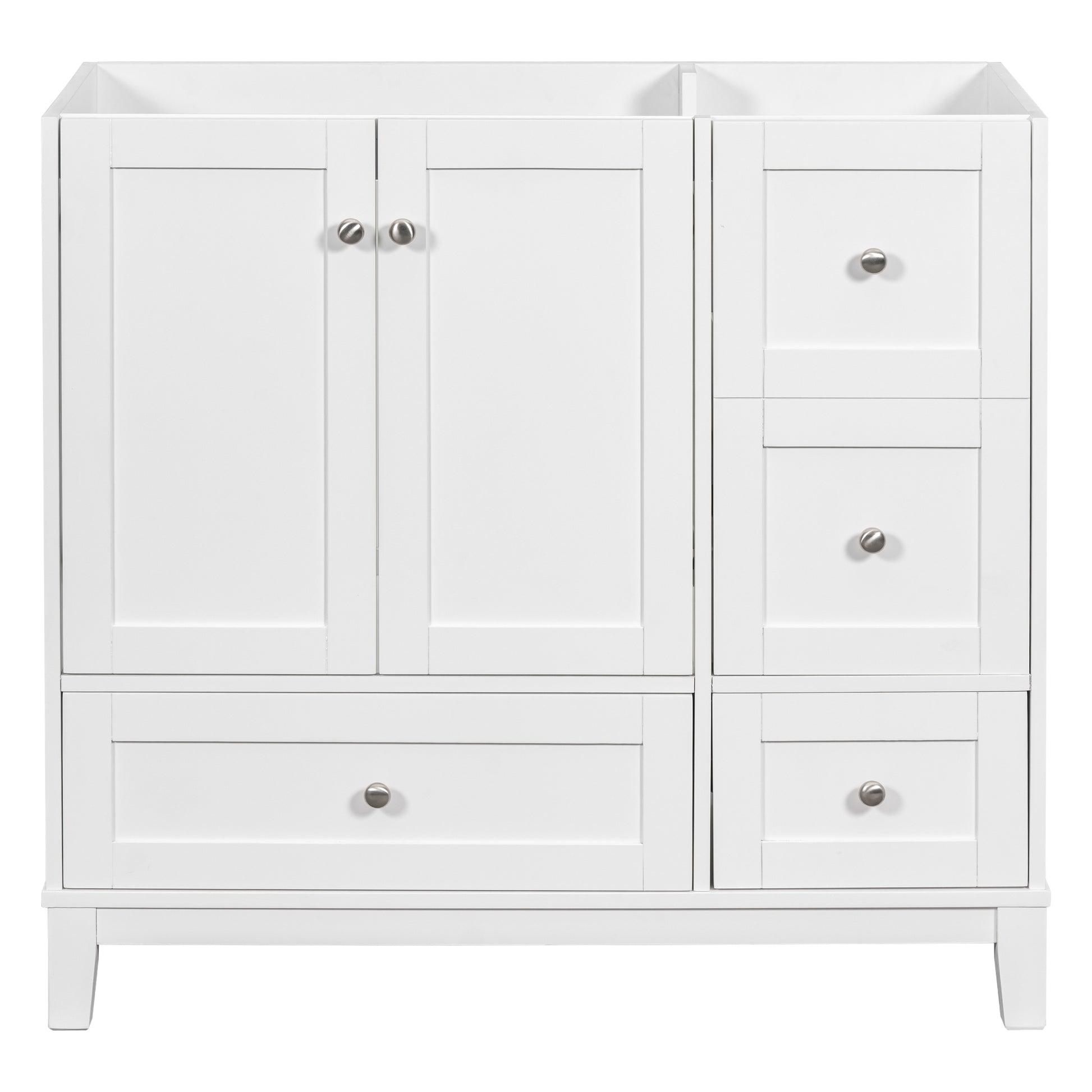 Cabinet Only 36" Bathroom Vanity, White Sink Not Included White Solid Wood Mdf Resin