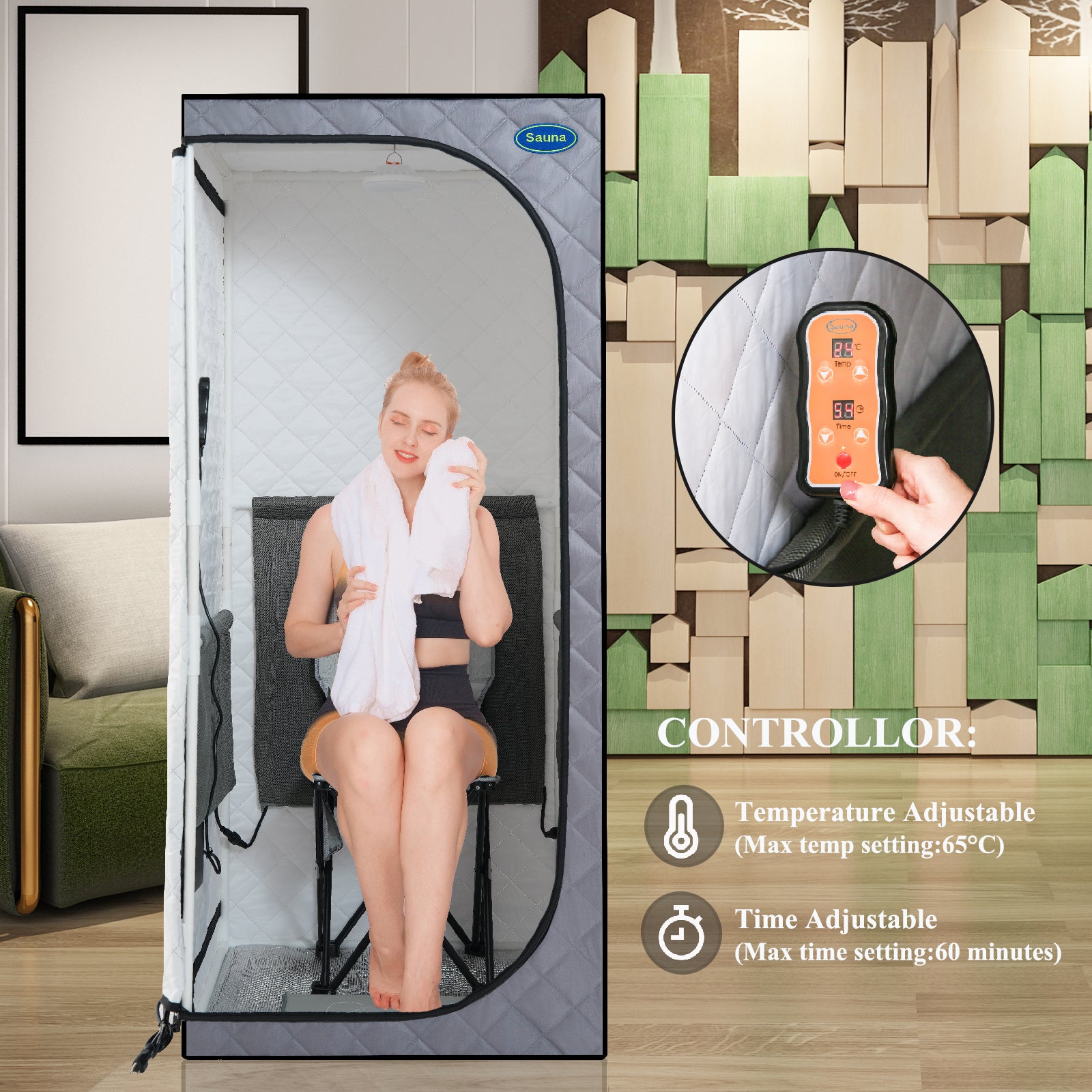 sauna tent infrared Portable Full Size Grey Infrared Sauna Tent Personal Home Spa, With Infrared Panels, Heating Foot Pad, Controller, Foldable Chair ,Reading Light. Easy