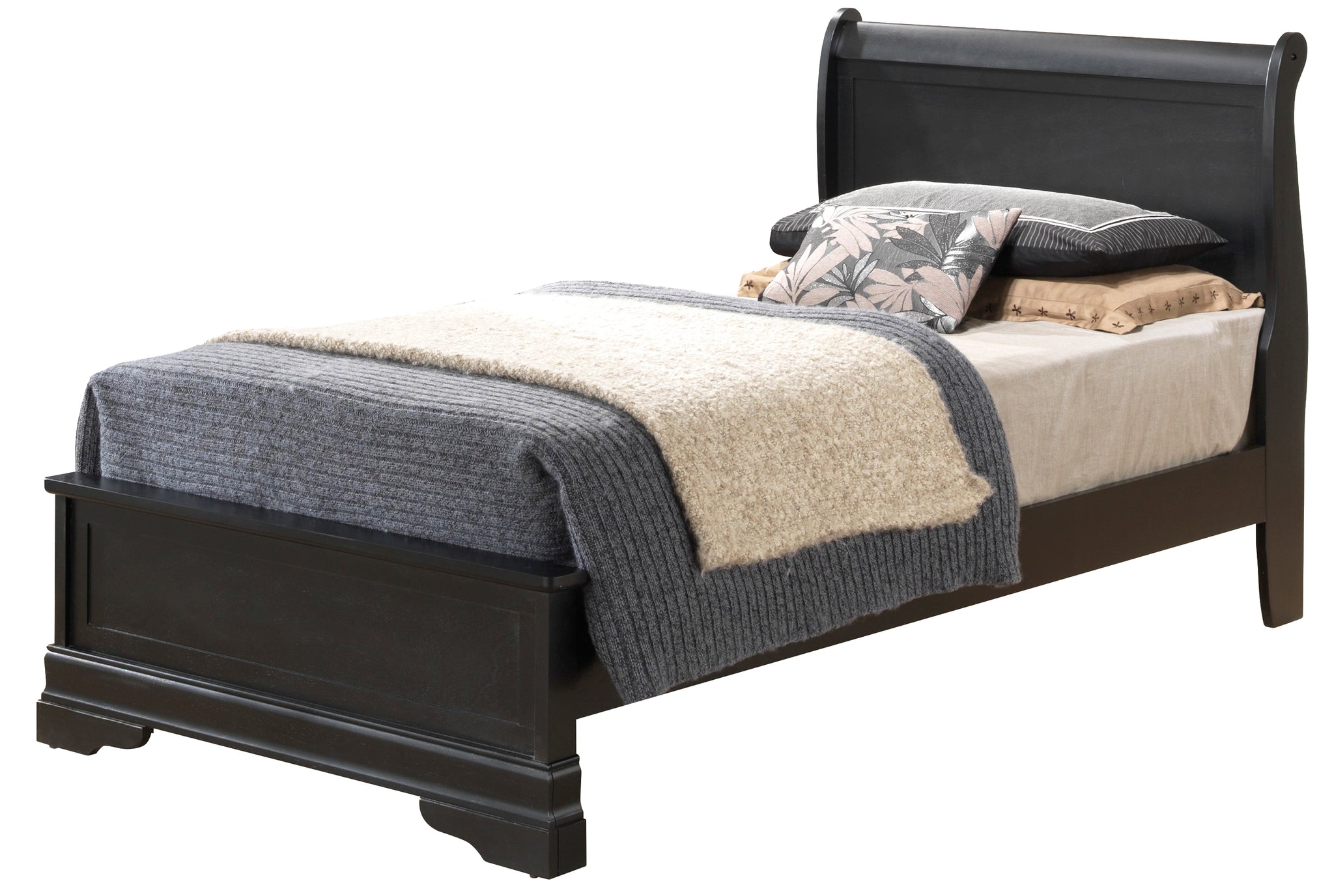 Classic Black Twin Bed With Timeless Elegance Black Particle Board