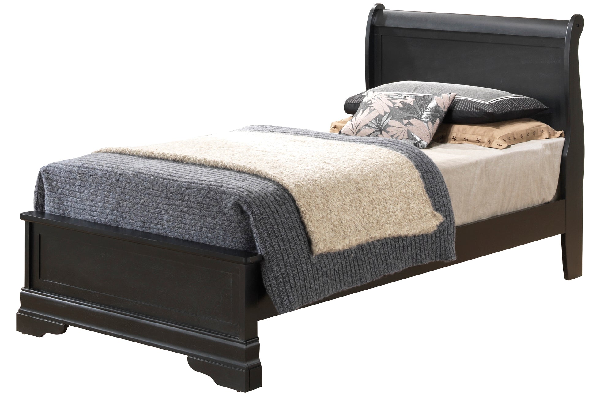 Classic Black Twin Bed With Timeless Elegance Black Particle Board