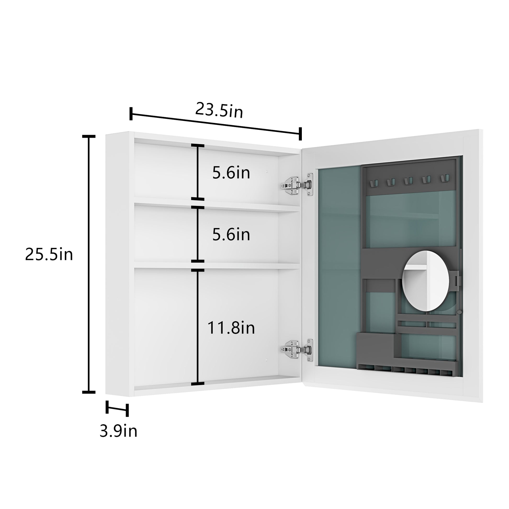 24" W x 26" H Single Door Bathroom Medicine Cabinet white-engineered wood