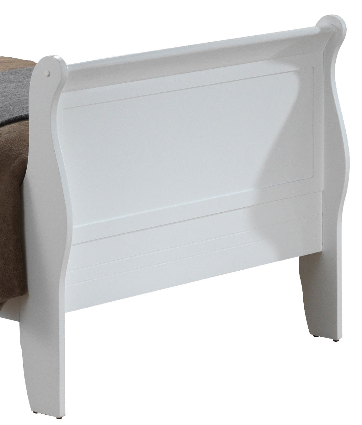 Charming Traditional Twin Bed In Pristine White White Particle Board